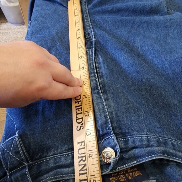 Vintage FOX Y2K Baggy Hip Hop Zipper Denim Men's Jean Shorts Size 3X - Picture 14 of 15